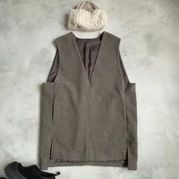 미사용급 네스트로브 울 캐시미어 롱 베스트 nestRobe 프리 사이즈