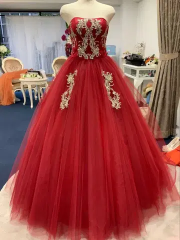 컬러 드레스 피로연 이로 나 오시 레드 골드