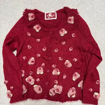 핑크하우스 장미 가디건 니트 중고 새상품급