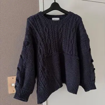 [ BCSTOCK ] Simplicite 다크 네이비 케이블 짜임 니트