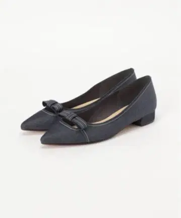 새상품급 르탈론 2.5cm 포인트 오픈 리본 플랫 네이비