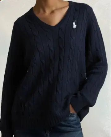 새상품급 폴로 랄프로렌 코튼 케이블 니트 네이비