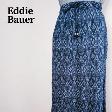 에디 바우어 기하학 패턴 롱 스커트 허리 전체 밴딩 네이비 XS