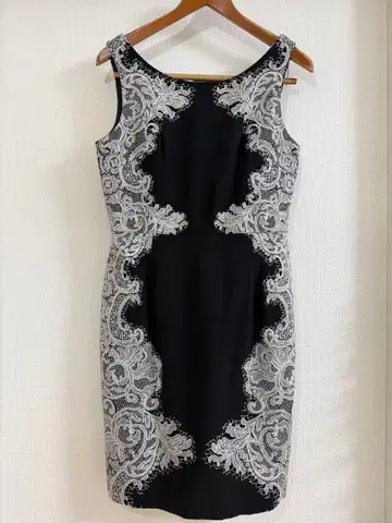 그레이스 콘티넨탈 레이스 장식 슬리브리스 무릎 기장 원피스