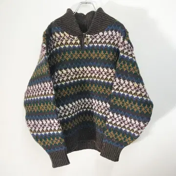 1 McGREGOR 일본제 페어아일 패턴 울 니트 토글 버튼 M