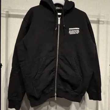 DSQUARED2 블랙 풀 집업 후드티 L