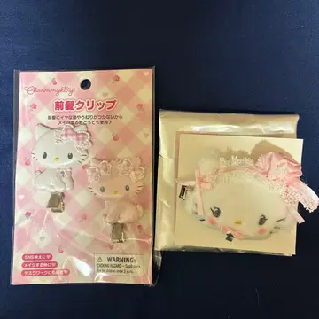 챠미키티 앞머리 클립 세트 시크릿 헤어 클립 화이트 프릴