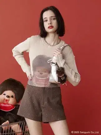 몽치치 [ monchhichi x jouetie ] 포토 프린트 니트