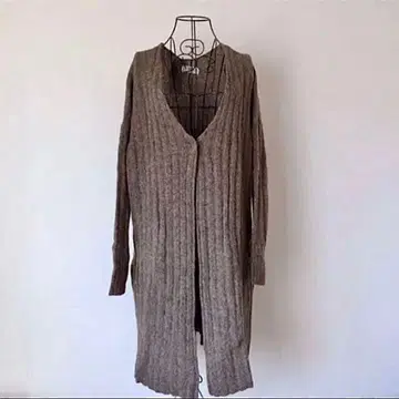 Blanchechou 울 혼방 롱 가디건 모카 브라운