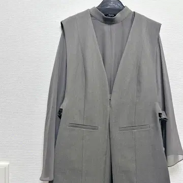 atlo 차콜 원피스 결혼식 포멀 슬릿 슬리브 베스트