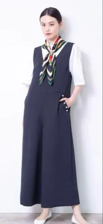 MUVEIL 네이비 와이드 팬츠 살로펫 36