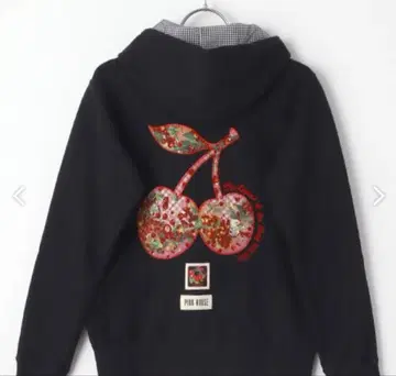 새상품급! 완판 핑크하우스 딸기 & 체리 미팅 아플리케 후드티 블랙