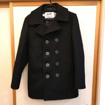 SCHOTT 블랙 P 코트 6버튼 충전솜 퀼팅 더블 U.S 740N