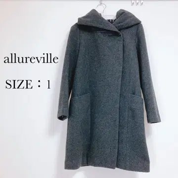 allureville 롱 울 코트 사이즈 1 그레이 스트라이프 안감