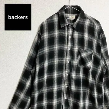 새상품급 Backers 옴브레 헤비 플란넬 셔츠 섀도우 체크 블랙 M