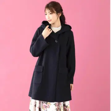 후드 부착 원 버튼 라이트 코트 다크 블루 사이즈 46