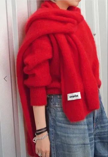 AP STUDIO surprise/서프라이즈 모헤어 믹스 머플러 빨간색