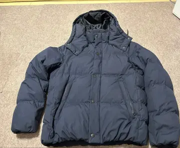 카와타 페더 다운 자켓 네이비 후드 탈부착 가능 더블 지퍼