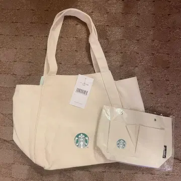 [ 2개 세트 ] Starbucks 아이보리 토트백 백인백