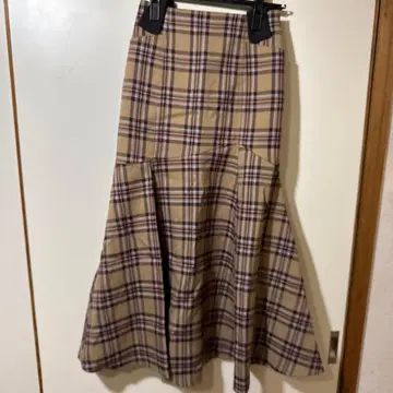 [ Noela ] 체크 머메이드 롱 스커트