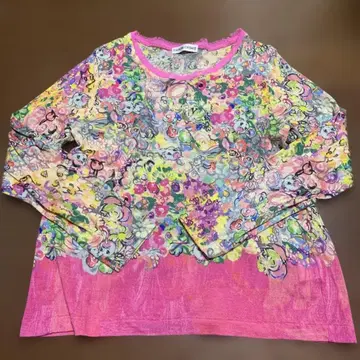 유니코 테즈카 오사무 츠모리치사토 꽃무늬 긴팔 상의 멀티 컬러 핑크 니트