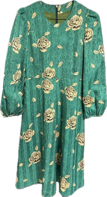 [ 새상품급 ] 70년대 쇼와 레트로 빈티지 그린 장미 원피스 양재