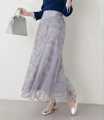 내추럴 꾸뛰르 osono 길이 조절 튤 자수 레이스 스커트