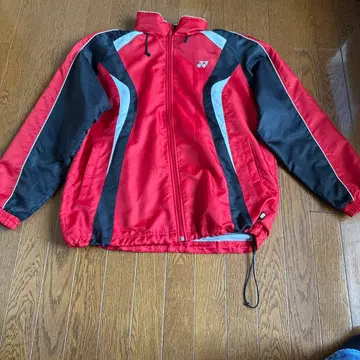 나일론 자켓 레드/블랙 후드 부착