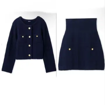 Sustainable 트위드 라이크 니트 자켓 니트 미니 스커트