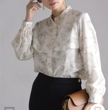 라토타리테 플레어 프릴 블라우스 밴드 카라