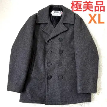 샷 U.S.740 두꺼운 멜톤 울 피 코트 USA제 그레이 40