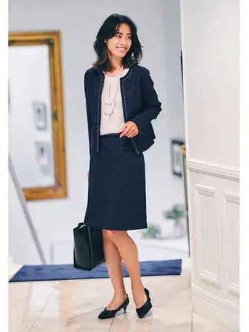 [ 정가 48,950엔 새상품 ] INDIVI 네이비 트위드 수트