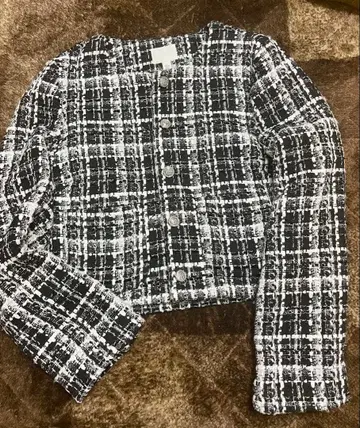 H&M 트위드풍 자켓 블랙 x 화이트 XS