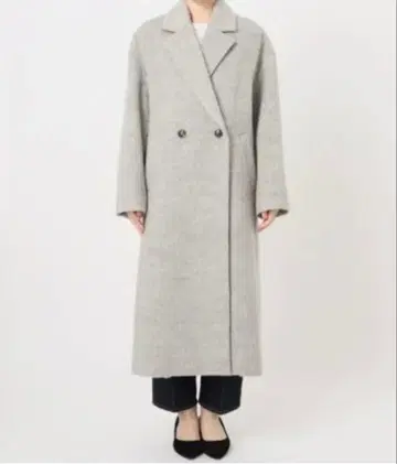 Simplicite 그레이 샤기 드롭 체스터 코트 롱 코트