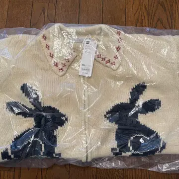 GU rokh 지유 로크 풀 집업 니트 자켓 내추럴 XXL