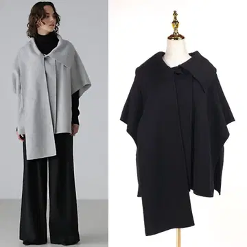 [새상품급] 어도어 더블 페이스 2way 케이프 판초 블랙 38