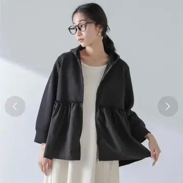 NANO universe 직물 콤비 지퍼 후드티 블랙