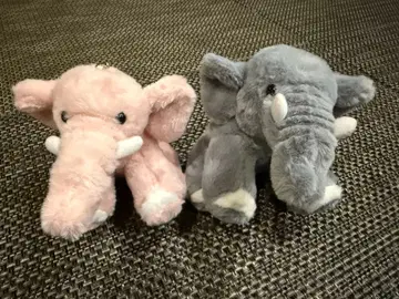 코끼리 봉제 인형 2색 세트 키링 포함