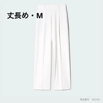 유니클로 턱 와이드 팬츠 긴 길이 M 사이즈 화이트