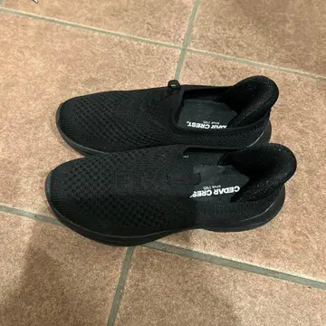 블랙 메쉬 슬립온 스니커즈 라메 믹스 23.5cm