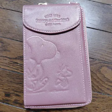 스누피 스마트폰 숄더백 핑크