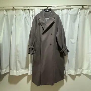 그레이 더블 브레스트 롱 코트