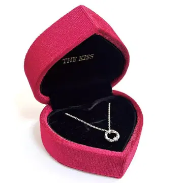THE KISS 반지형 실버 목걸이 SV925 하트 박스 포함