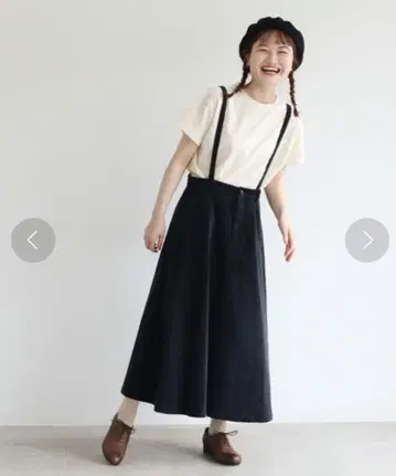 아틀리에 드 사봉 캐러멜 코듀로이 낚시 스커트 블랙