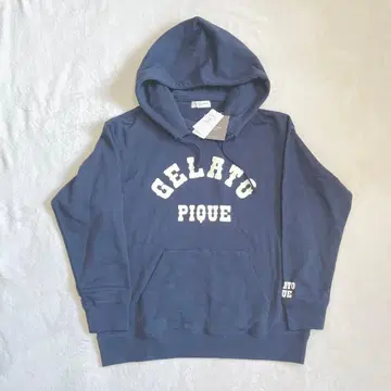 [택 포함 새상품] 젤라피케 옴 리사이클 쭈리 칼리지 로고 후디 네이비