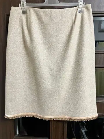 INDIVI 라메 믹스 베이지 프린지 스커트