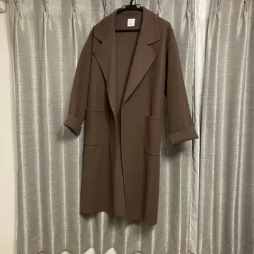 DRE SKIP 브라운 롱 코트 허리 리본 포함