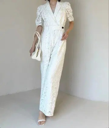 anuans 턱 슬리브 테일러드 레이스 올인원 IVORY