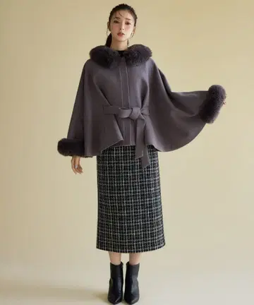 MISCHMASCH 판초 코트 미슈마슈 차콜 그레이 케이프