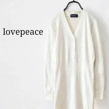 컨디션 최상 V넥 리브 니트 원피스 흰색 화이트 페미닌 깔끔한 성인 여성